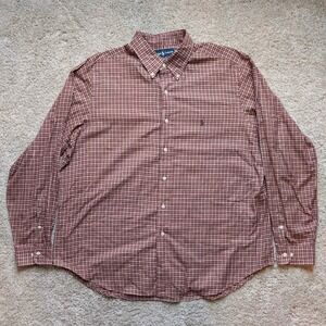 Ralph Lauren Classic Fit Plaid Button Down Shirt Men's XL Red Check Long Sleeve